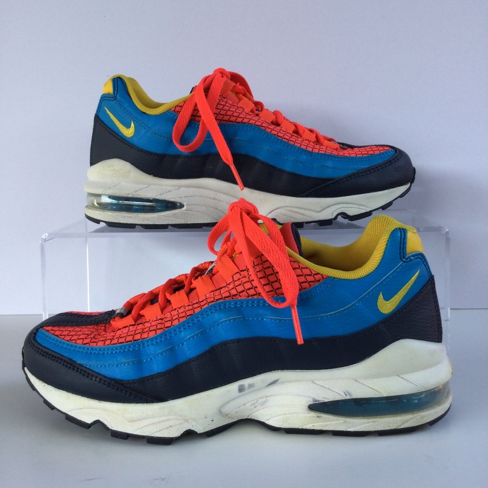 Nike Air max 95 Kids 6.5 Youth AV2289 600 Blue Sneakers multi color yellow